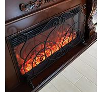 AISNXOQI Écran de cheminée Noir à Panneau Unique, Grande Maille Pare-étincelles pour Foyer/Bol à feu/brûleur à bûches, écran de cheminée autoportant en Fer forgé, Rustique