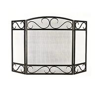 AISNXOQI Fire Guard Porte d'écran de cheminée Moderne à 3 Panneaux en Maille de Fer, 31,4 Pouces de Haut, Grand Cadre en métal Pliable pour Pare-étincelles Plat d'intérieur (Couleur : Noir)