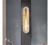 AISNXOQI Hertl Applique Murale en Pierre Naturelle en Laiton Barre d'éclairage Murale linéaire en marbre Moderne 6W Dimmable LED Lampe Murale en Verre d'albâtre Blanc Lampe de Salle de Bain Vanity