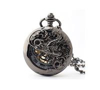 AISNXOQI Montres de Poche à échelle Montre de Poche Vintage Flip Montre de Poche à échelle Romaine Creuse Montre mécanique en Alliage Montre de Poche Ronde Anniversaire fête des pères