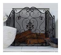 AISNXOQI Pare-feu de cheminée en métal, clôture en Maille d'acier Pliable à 3 Panneaux, Grille de Protection Contre Les étincelles, pour la décoration du Salon, Noir 48x30 Pouces (Couleur : Noir)