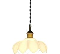 AISNXOQI Pendante en Verre Moderne en Forme de pétale - Finition Blanche Lait