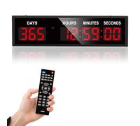 Aisny Compte à Rebours Numérique, Grand Compte à Rebours de 999 Jours avec Télécommande Calendrier de Compte à Rebours Multifonction pour la Retraite Anniversaires Fêtes Mariages Vacances (Rouge)