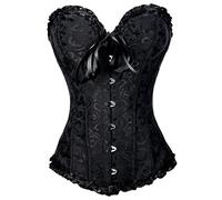 AISOO Corset de Dentelle Bustier Push-up Ceinture d'entraînement Sexy Bustier Femme Gothique Dentelle Ventre Plat Corset Top 4 Couleur Jacquard Halloween Costume Grande Taille (Noir, Rouge, S-2XL)