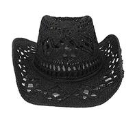 Aisoway Unisexe Western Cowboy Chapeaux De Paille Woven Hand Hat Jazz Plage Cap UV Protection Noir