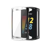 AISPORTS 2 Pack Compatible avec Fitbit Charge 5 Case avec Protecteur D'écran,Ultra-Mince Léger Etui Bumper en Silicone TPU Couverture Complète Housse de Protection pour Fitbit Charge5 Activity Tracker