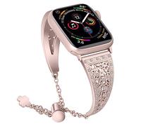AISPORTS Bracelet Compatible avec Apple Watch 44mm 42mm,Bracelet Slim Cristal Bling Glitter Diamant Boucle en Métal Bijoux Bracelet de Remplacement pour Apple Watch SE/Série iWatch 6/5/4/3/2/1