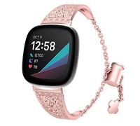 AISPORTS Bracelet Compatible avec Fitbit Sense Strap/Fitbit Versa 3 Strap for Women,Crystal Bling Glitter Diamond Wristband Boucle en métal Bracelet de Remplacement pour Fitbit Sense/Fitbit Versa 3