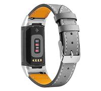 AISPORTS Bracelet en Cuir Compatible avec Le Bracelet Fitbit Charge 5, Bracelet en Cuir Souple et Respirant à Boucle Classique en Métal Bracelet de Remplacement pour Fitbit Charge 5 Activity Tracker