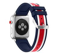 Aisports Bracelets de montre pour iWatch 42 mm, en silicone, bracelet de rechange Bracelet en acier inoxydable avec fermoir à boucle, pour iWatch Série 3/2/1 Sport Edition