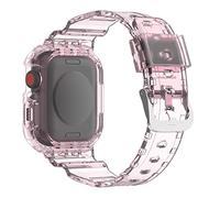 AISPORTS Compatible avec Apple Watch Strap 44mm 42mm avec Bumper Case,Crystal Transparent Clear Soft TPU Silicone Rugged Armor Bumper Housse de Protection avec Sangle pour iWatch Series 6/5/4/3/2/1/SE