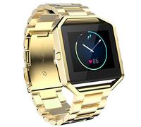 AISPORTS Compatible avec Fitbit Blaze Bracelet avec Cadre Femme Homme, Fitbit Blaze Bracelet en Acier Inoxydable Réglable en Métal Solide Bracelet de Remplacement pour Fitbit Blaze Montre Intelligente