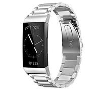 AISPORTS Compatible avec Fitbit Charge 3/Fitbit Charge 4 Bracelet Acier Inoxydable,Bracelet de Sport Réglable Solide Bracelet Boucle Métal Bracelet de Remplacement pour Fitbit Charge 3/4