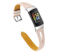 AISPORTS Compatible avec Fitbit Charge 5 Strap Cuir Femmes Hommes, Doux Mince Creux Respirant Bracelet Sport Bracelet Boucle en Métal Bracelet de Remplacement pour Fitbit Charge 5 Tracker D'activité