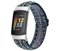 AISPORTS Compatible avec Fitbit Charge 5 Strap Nylon,Bracelet à Boucle Solo en Nylon à Tissage Élastique Tressé Extensible Réglable Bracelet de Remplacement pour Bracelet de Sport pour Fitbit Charge 5