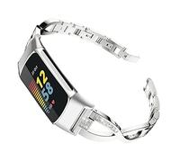 AISPORTS Compatible avec Fitbit Charge 6/5 Bracelet Femme, Slim Crystal Bling Glitter Diamant Strass Bijoux Bracelet en Métal Sport Bracelet de Remplacement pour Fitbit Charge 6/5 Fitness Tracker
