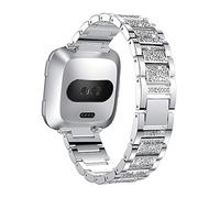 AISPORTS Compatible avec Fitbit Sense Strap/Fitbit Versa 3 Strap pour Femme, Cristal Bling Glitter Diamant Strass Bijoux Bracelet en Métal Bracelet de Remplacement pour Fitbit Sense/Fitbit Versa 3