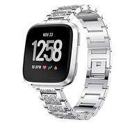 AISPORTS Compatible avec Fitbit Versa 2 Bracelet pour Femme,Cristal Glitter Diamants Strass Bijoux Bracelet en Métal Bracelet de Remplacement pour Fitbit Versa 2/Versa/Versa Lite Montre Intelligente