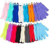 Aisuly Lot de 30 gants exfoliants pour douche, 15 couleurs avec boucle de suspension, gants exfoliants pour le bain, le visage, le spa, les mains - Pour homme et femme