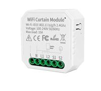 Aisuoka 1 Pièce Tuya WIFI Module de Rideau Intelligent Commutateur APP Télécommande Blanc 100-240VAC pour Home Commande Vocale