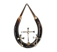 Aisuoka Clou en Fer à Cheval Crucifix Décoration Murale Crucifix Mural Décoratif en Fer à Cheval - Sculpture d'art Spirituel Rustique