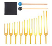 Aisuoka Ensemble de 9 Diapasons 174/285/396/417/528/639/741/852/963 Hz, Ensemble D'Outils de Guérison Sonore pour la Guérison des Chakras Dorés