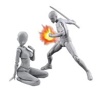 Aisuoka Figurines d'action modèle en PVC avec modèles de Figurines de Dessin de boîte pour Artistes (Femme + Homme, Gris)