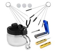 Aisuoka Kit de Nettoyage pour AéRographe 13 PièCes - Pot de Nettoyage pour Verre Airbrush Clean Pot avec Support, Mini TêTe de Brosse