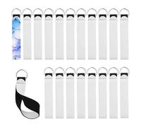Aisuoka Pack de 20 Porte-Clés Vierges en Néoprène pour Sublimation avec Anneau Porte-Clés Vacant, Ensemble de Bracelets Vierges pour Sublimation avec Pendentif et Kit D'Anneau Porte-Clés