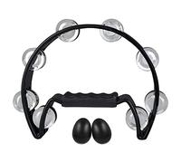 Aisuoka Tambourin, Metal Jingles Hand Held Percussion Half-Moon Tambourine et Egg Shakers pour Kids, Adults, KTV, Party Noir