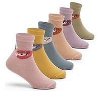 Aisyee Lot de 6 paires de chaussettes colorées en coton sans couture pour garçon, Mix Fox 8107G, 5-7 ans