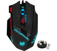Aitalk Zelotes T90 Souris de jeu filaire, 8 boutons programmables, rétroéclairé chroma RVB, 7 modes de rétroéclairage jusqu'à 7200 DPI pour les joueurs PC Windows (noir)