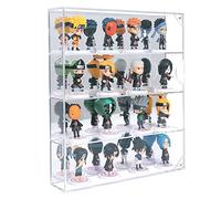 AITEE Vitrine en Acrylique avec Dos Miroir, vitrine pour Mini Figurines Funko Pop, Fixation Murale ou de Bureau Transparente à 4 Niveaux pour Mini Jouets, Collections et Pierre