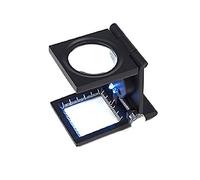 AITEKODVG 10x25 mm de loupe Pliante, Tissu d'inspection avec échelle, longeron de lumière LED