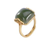 AITEKODVG 925 Silver Natural Hotan Jade Sapphire Lady Ring