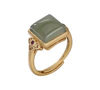 AITEKODVG 925 Silver Natural Hotan Jade Sapphire Lady Ring Jewelry