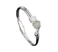 AITEKODVG 925 Silver Natural Hotan Jade White Jade Lotus Lady High-Dee Bracelet