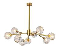 AITEKODVG Lustre en cristal en laiton brossé moderne 8 lumières lustre industriel vintage éclairage suspendu pour salle à manger cuisine salon chambre à coucher-cuivre 9 lumières