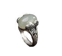 AITEKODVG Retro Natural Hetian Jade White Jade Ladies High Und Open Open Open Ring