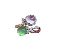 AITEKODVG S925 argent avec un anneau de calcédoine d'oeuf violet à glace naturel (ouverture) anneau pour femmes yoga véritable jade