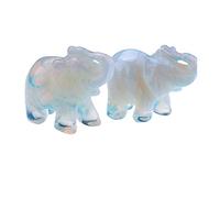 AITELEI Lot de 2 pierres précieuses naturelles sculptées en opale de 3,8 cm - Figurine d'éléphant de guérison Reiki - Statue de poche pour décoration de la maison