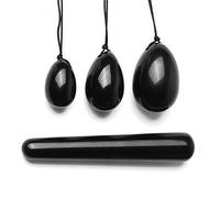 AITELEI Lot de 4 œufs de jade, 3 œufs de massage percés en jade + 1 bâton de massage pour femme, pour exercices de Kegel de renforcement des muscles du plancher pelvien
