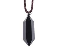 AITELEI Pendentifs en Cristal de guérison en Obsidienne Naturelle, Pendentif en Pierre précieuse à Double Pointe, Bijoux Chakras pour Hommes et Femmes
