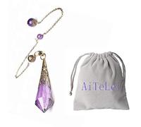 AITELEI Pendule en Cristal d'améthyste de Pierres précieuses Naturelles 12 Pendentif de Chakra de guérison de thérapie facturée pour la radiesthésie Divination Reiki chargé équilibrage avec chaîne
