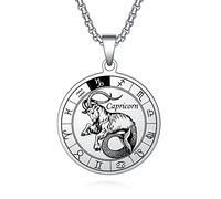 AITENME Collier astrologie horoscope 12 signes du zodiaque Pendentif Médaille commémorative Médaille Médaillon en acier inoxydable Bijoux Cadeau pour hommes et femmes Anniversaire, Acier inoxydable