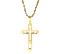 AITENME Collier croix hommes manquantes croix pendentif en acier inoxydable christianisme bijoux Jésus prêtre creux cadeau, Acier inoxydable, Pas de gemme