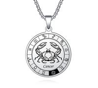 AITENME Colliers 12 Signes du Zodiaque avec Pendentifs - Médaillons en Acier Inoxydable - Bijoux en Acier Inoxydable - Cadeaux pour Hommes et Femmes - Anniversaire, Acier inoxydable