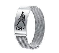 AITENME CR7 Bracelet pour Homme Cristiano Ronaldo FootballStar Design en Acier Inoxydable Bracelet Personnalisé Réglable Homme Bijoux Meilleur Cadeau pour les Fans de Football