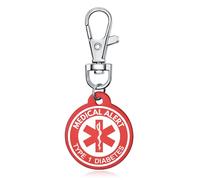 AITENME Médical Alert ID Tag Porte-clés Porte-clés médical avec gravure Texte Personnalisé Urgence Médicale Amitié Protection Pendentif, Diabète de type 1