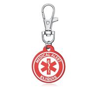 AITENME Médical Alert ID Tag Porte-clés Porte-clés médical avec gravure Texte Personnalisé Urgence Médicale Amitié Protection Pendentif, Eliquis